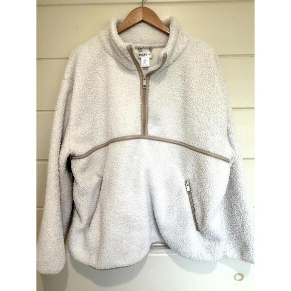 Bailey 44 Sherpa Fleece 1/2 Zip Teddy Pullover Women Cream Vegan Trim Sz XL - Picture 1 of 6